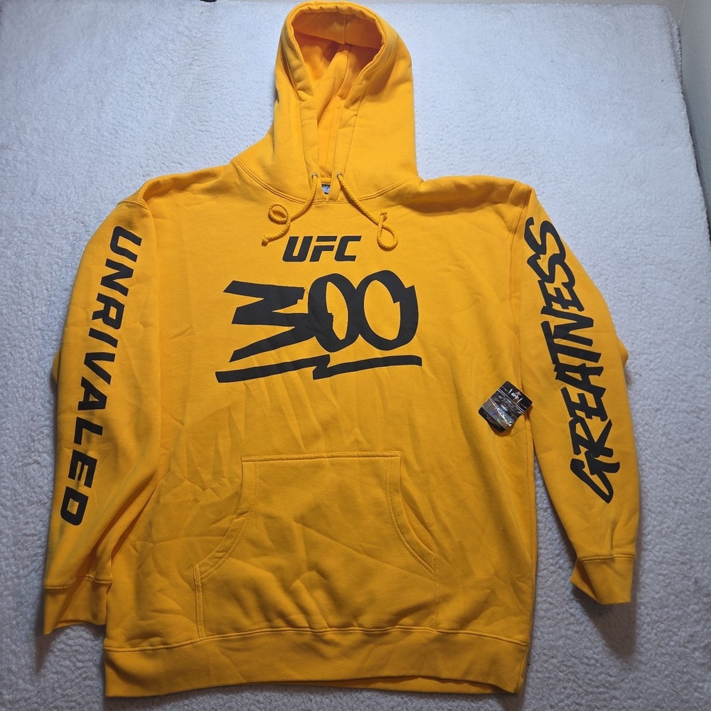 NWT UFC 300 Yellow Hoodie RARE Size 2XL Yellow Sleeve Spellout Sold Out